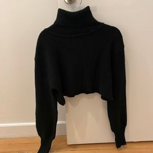 Isalis Black Turtle Neck Cropped Sweater